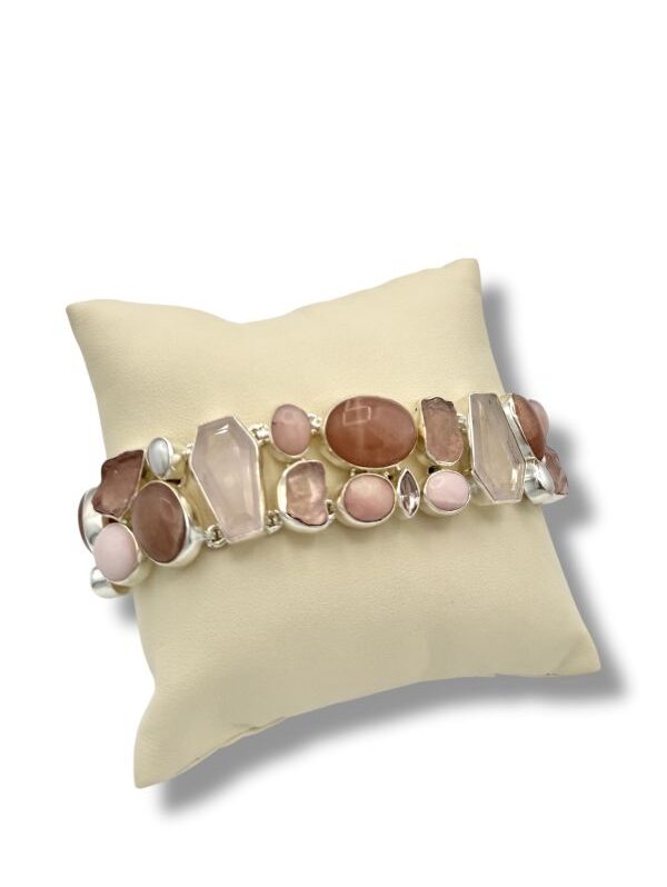 Bracciale argento e pietre dure Rosa