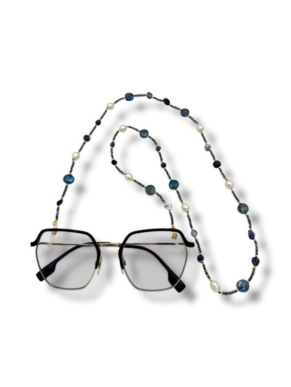 Catena occhiali donna in pietre naturali Blu