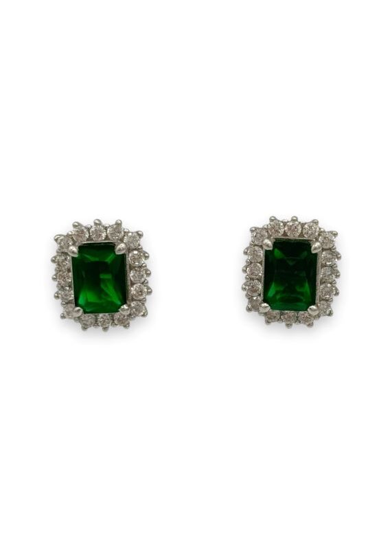 Orecchini argento con smeraldo