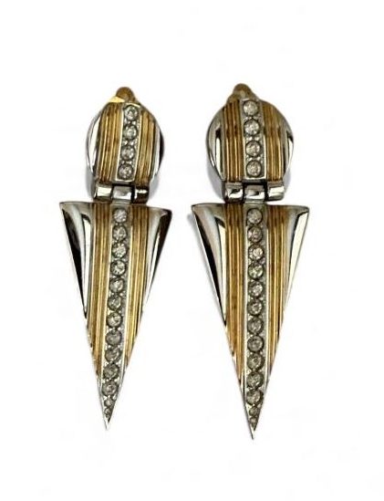 Orecchino clips pendente bicolore Fashion