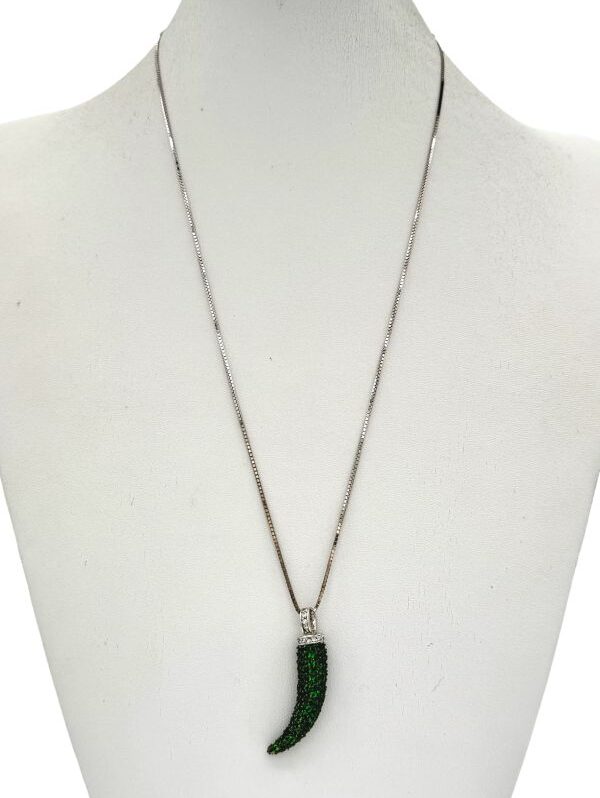Collana argento corno verde