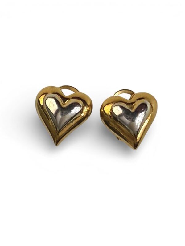 Orecchino cuore a clip bicolore Elody
