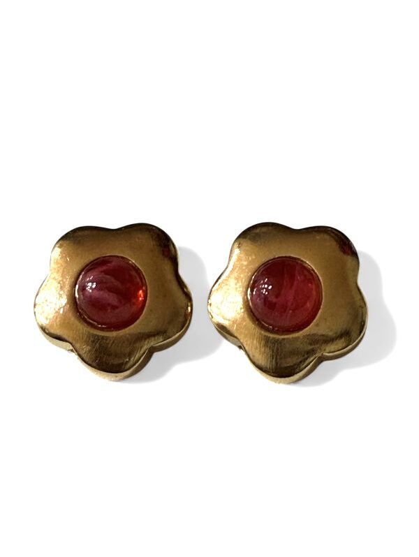 Orecchino metallo dorato a fiore Ruby