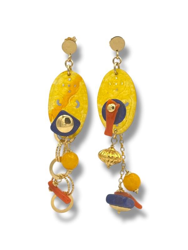 Orecchini pendenti donna argento e pietre dure Alice