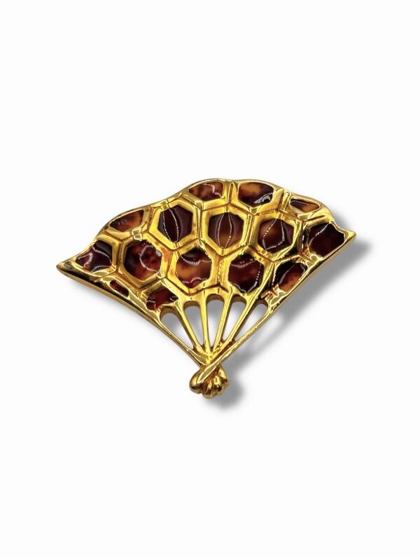 spilla gioiello ventaglio dorato